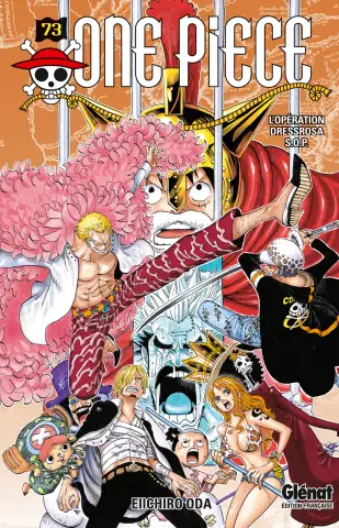 Couverture du tome 73 de One Piece - L'operation Dressrosa S.O.P